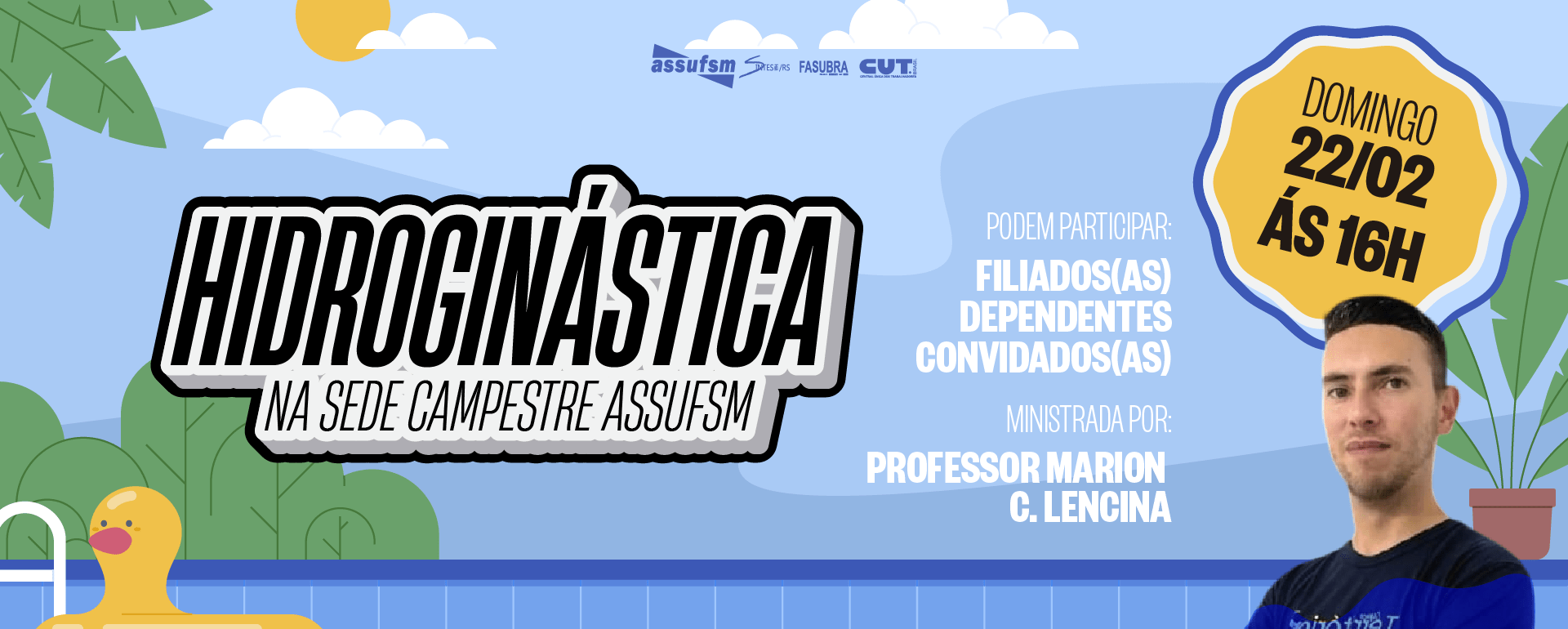 Sede Campestre segue com aulas de hidroginástica no dia 22 de fevereiro