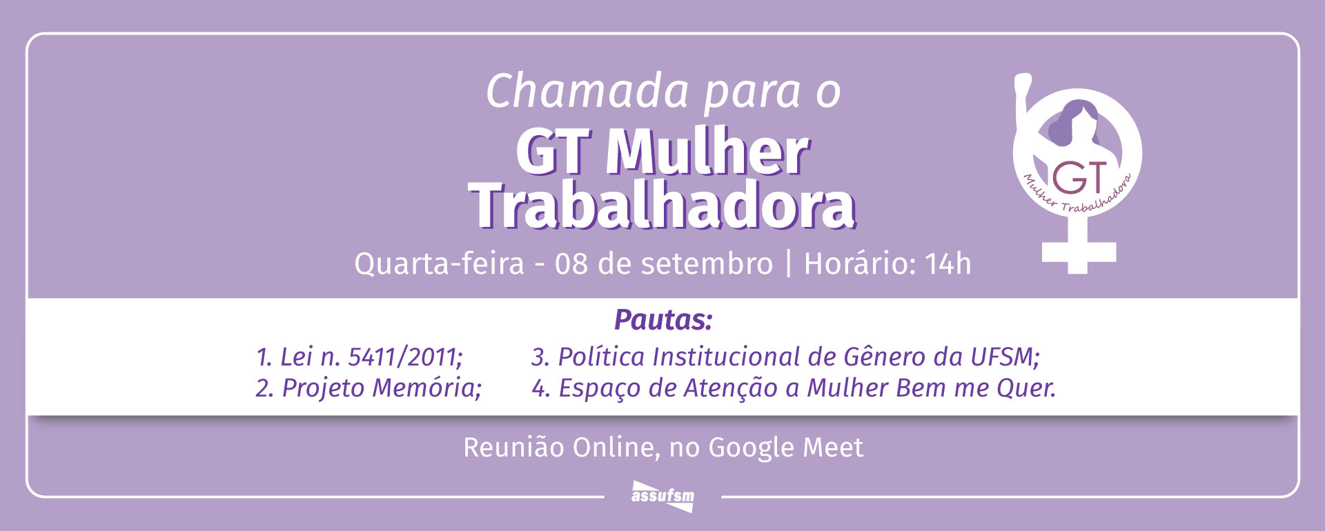 GT Mulher Trabalhadora terá encontro virtual em 8 de setembro