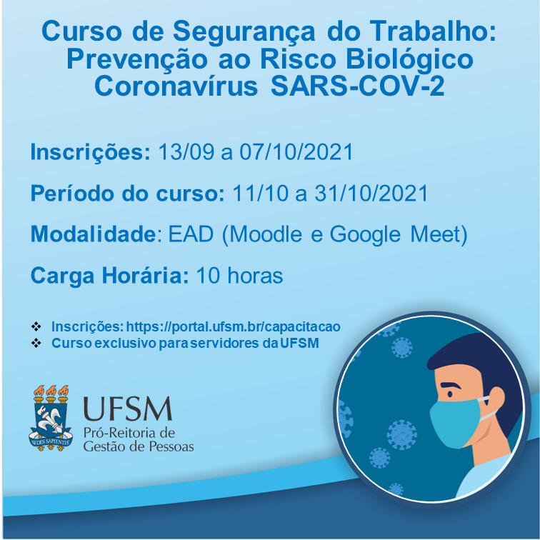 Inscrições para curso virtual de prevenção à Covid-19 vão até 7 de outubro