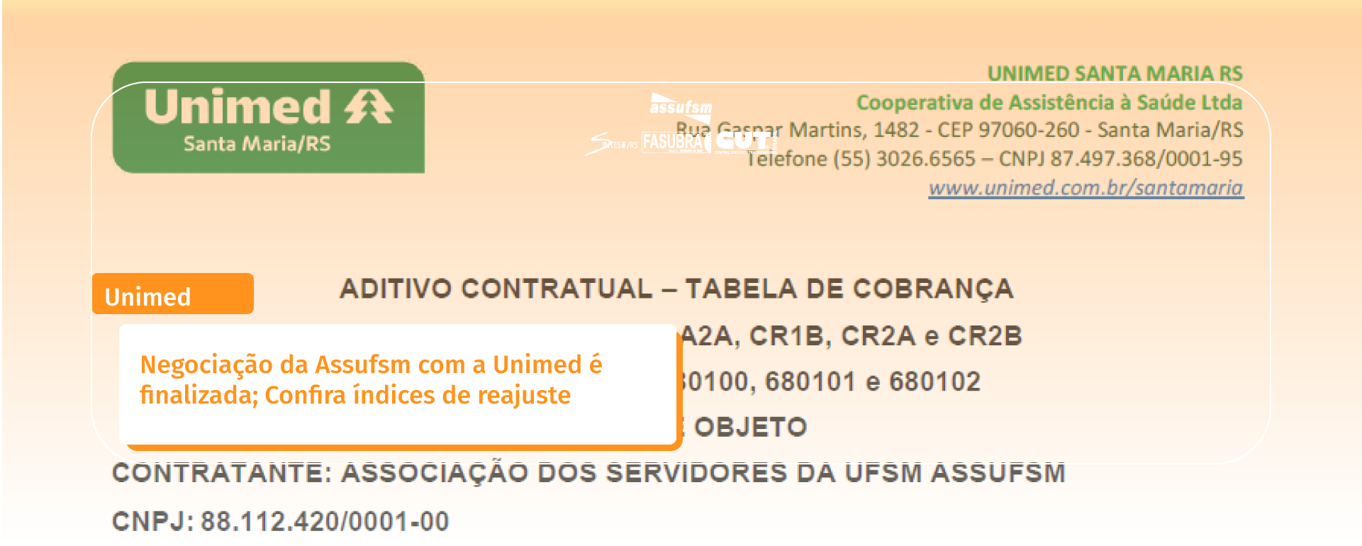 Negociação da Assufsm com a Unimed é finalizada; Confira índices de reajuste