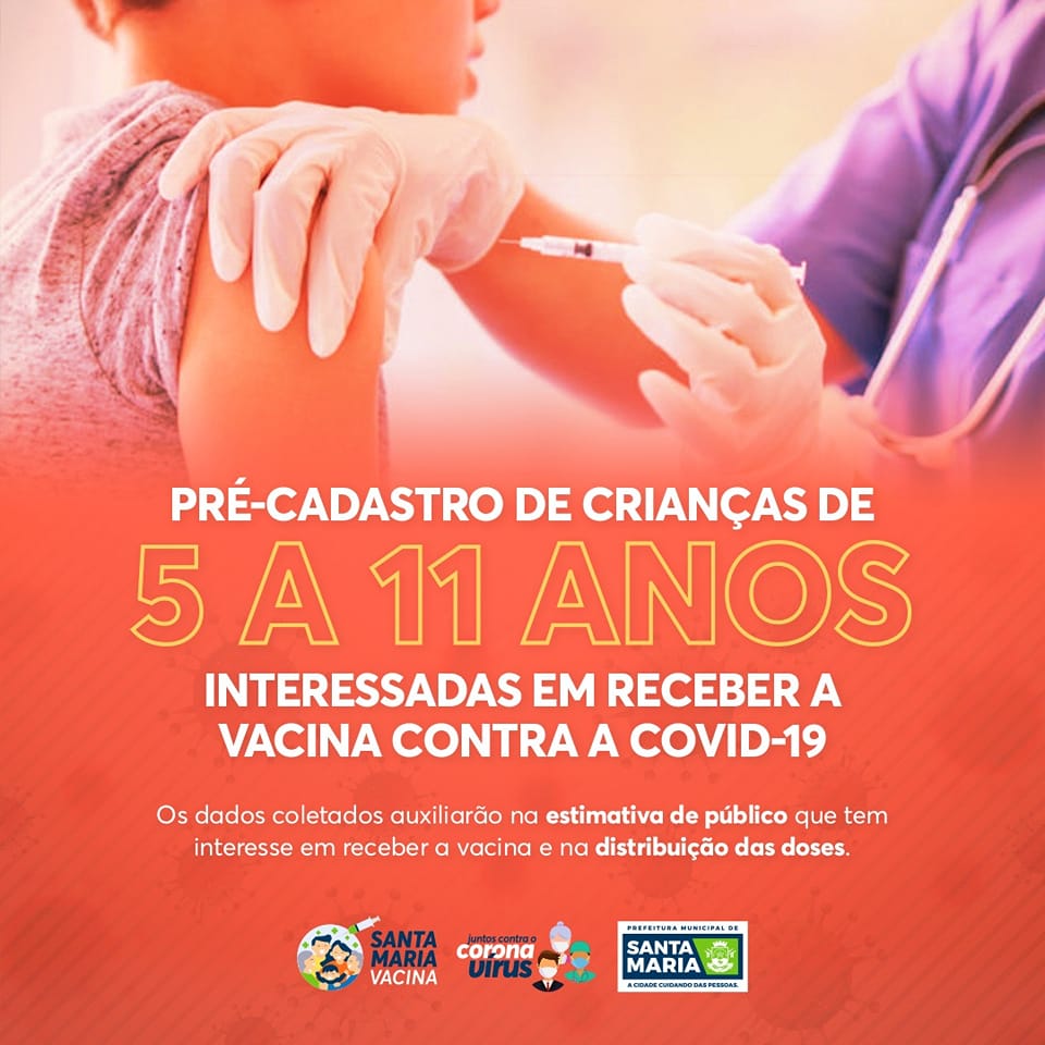 RS terá vacinação contra a COVID-19 em crianças a partir de 19 de janeiro e Santa Maria já realiza pré-cadastramento
